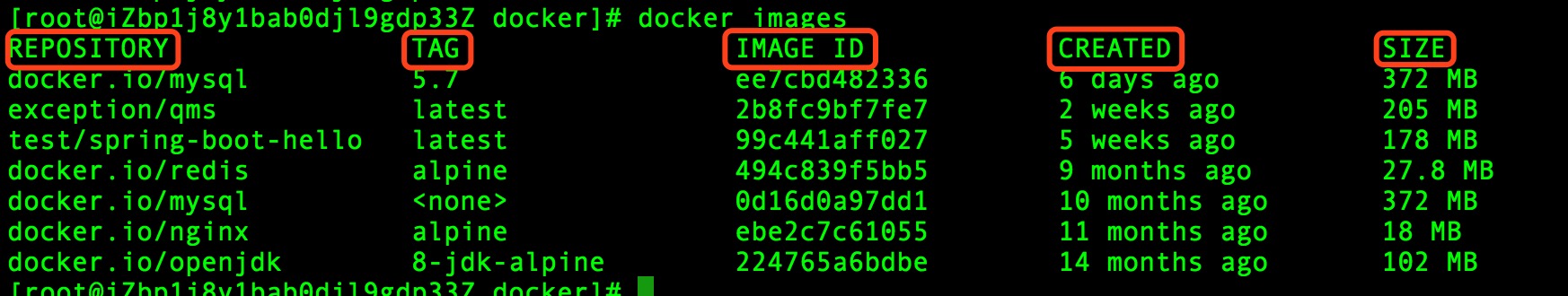 Docker 查看鏡像信息