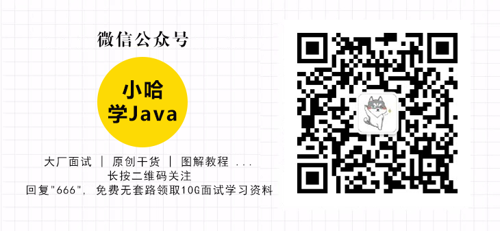 關註微信公眾號【小哈學Java】,回復【資源】，即可免費無套路領取資源鏈接哦